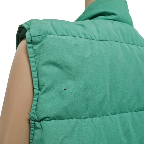 1980s Woolrich Insulated Kelly Green Yellow Goose Down Puffer Vest Size Medium - Picture 11 of 12